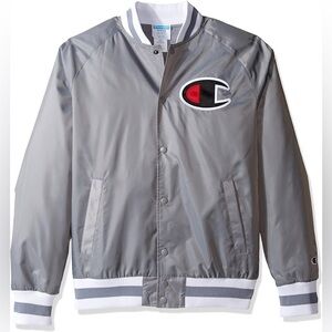 Champion Life Men's Victory Grey Bomber Varsity Jacket size medium
